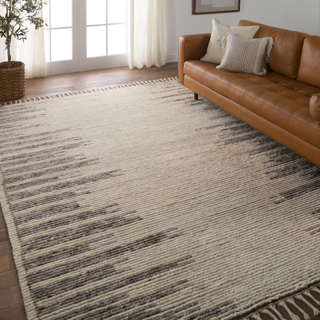 Jaipur Living Patra ALP05 Handknotted Solid Cream and Taupe Area Rug (5'x8') large image 