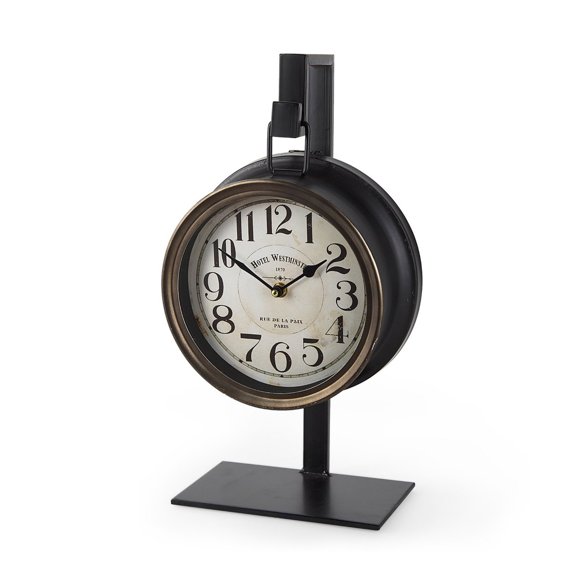Taxz Metallic Brown Metal Hanging Table Clock, by Mercana, 9" length x 5" width x 16" height View 8