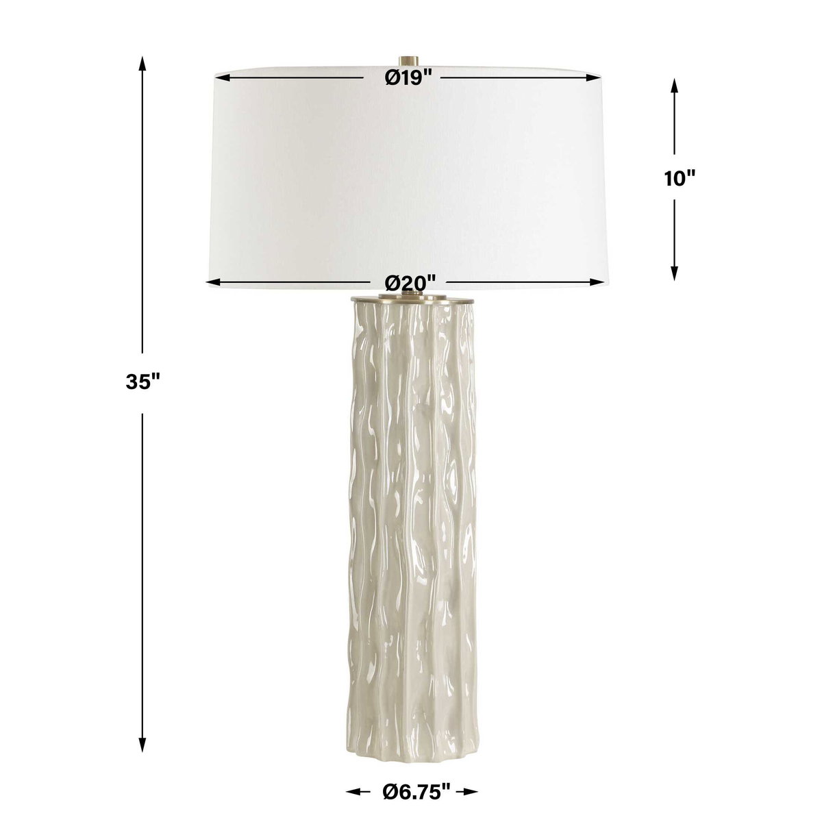 Parilli Taupe Gray Table Lamp, by Uttermost, 20" width x 35" height x 20" depth View 3