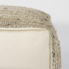 Aalia  Beige Leather and Jute Pouf, Ottoman by Mercana, 16" length x 16" width x 16" height thumbnail 9