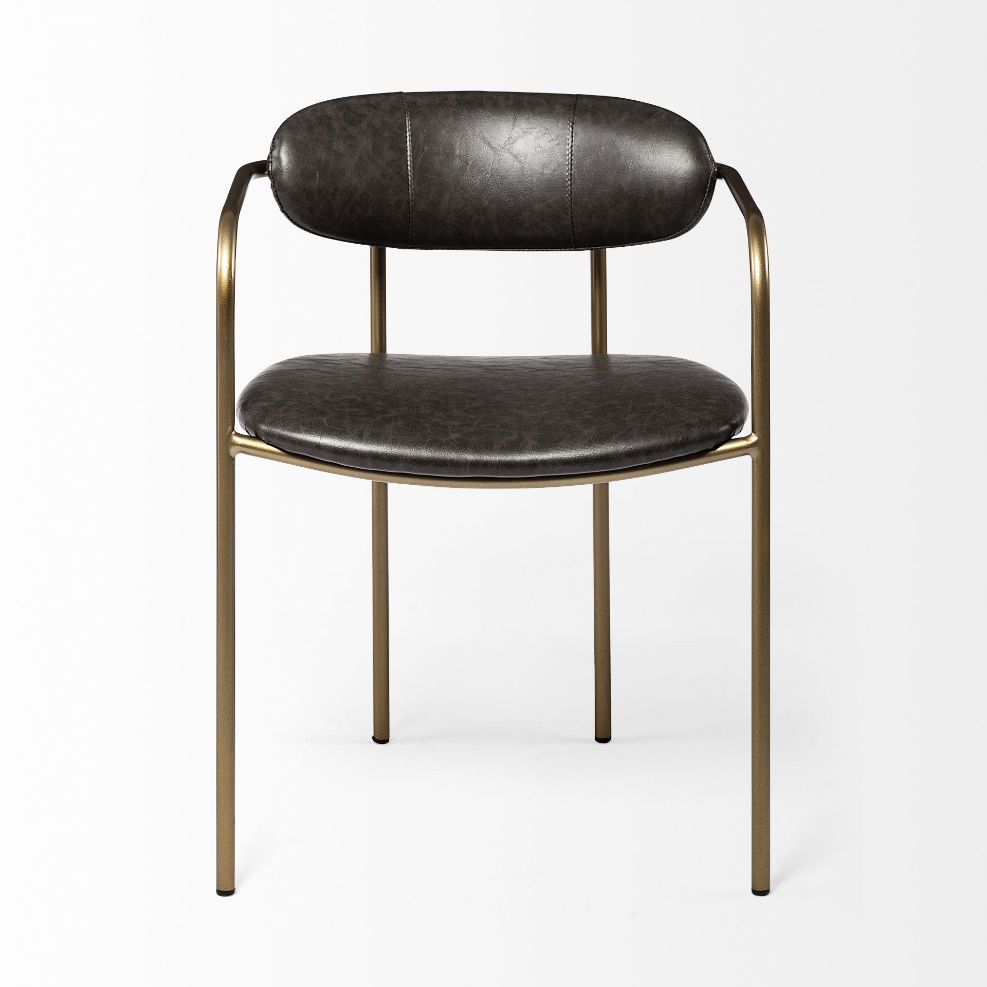 Parker Brown Faux Leather Seat Gold Metal Dining Chair large image 