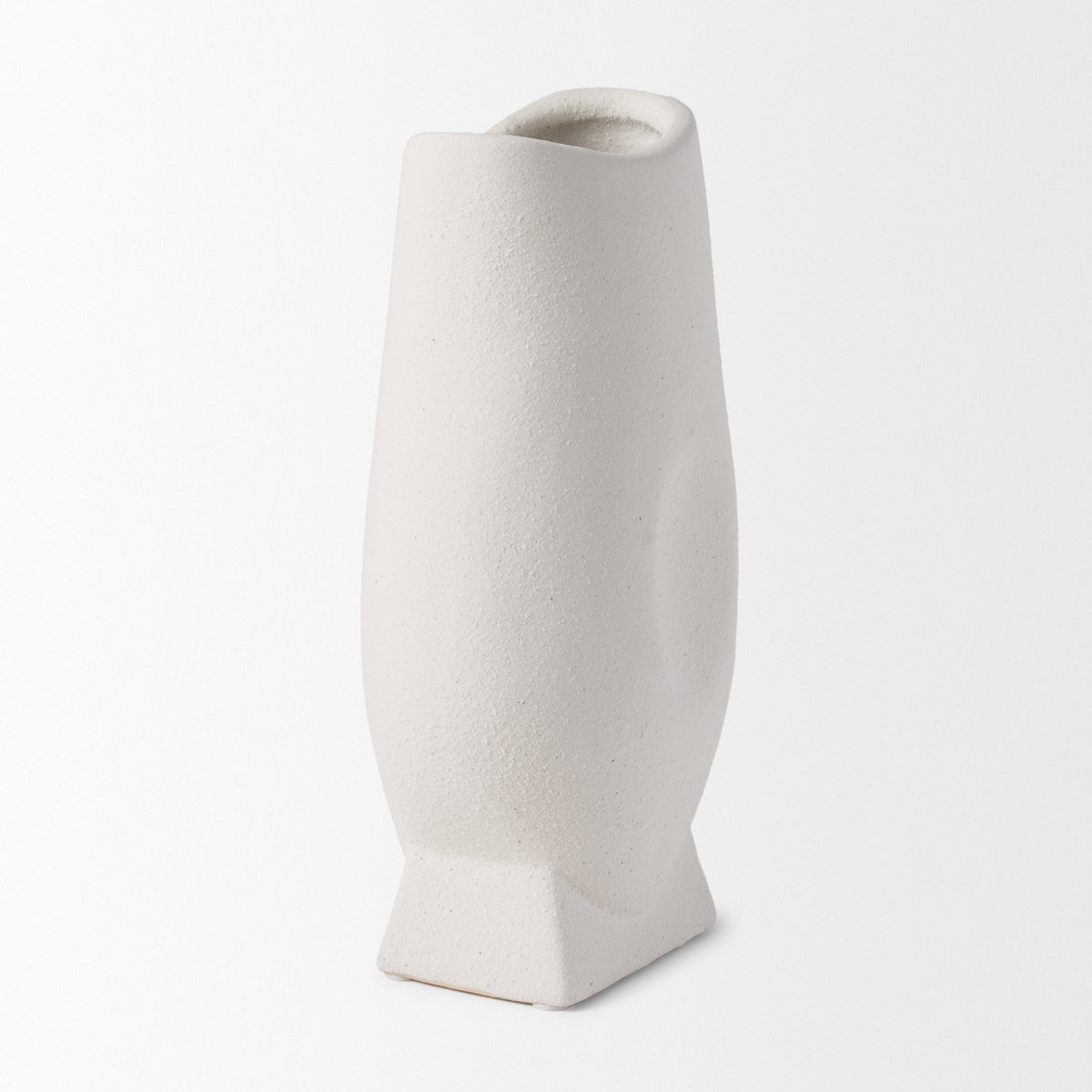 Darian Tall Textured Matte White Ceramic Vase, by Mercana, 5.71" length x 3.94" width x 11.02" height View 9