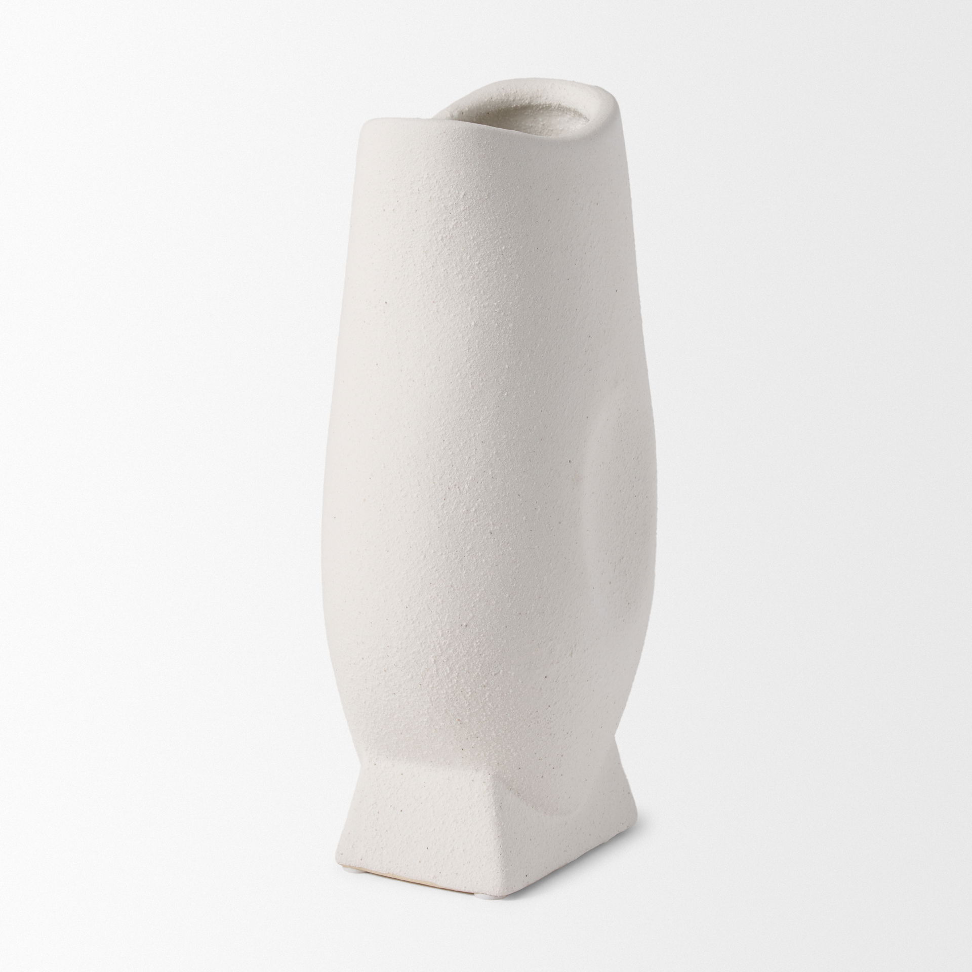 Darian Tall Textured Matte White Ceramic Vase large image 