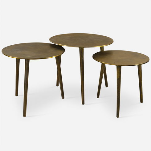 Kasai Gold Coffee Tables, S/3