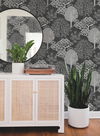 Kimono Trees Black Metallic Wallpaper thumbnail 2