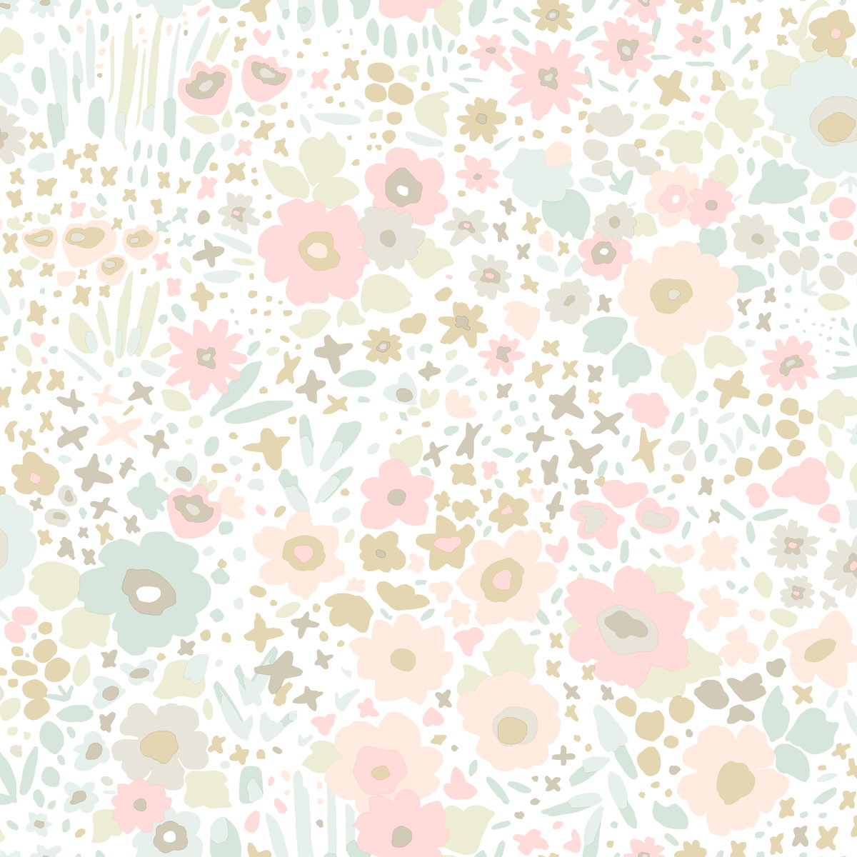 Posey Sidewall Pastel Peel & Stick Wallpaper, by York Wall, 20' length x 1'8.5" width x 0.02" depth