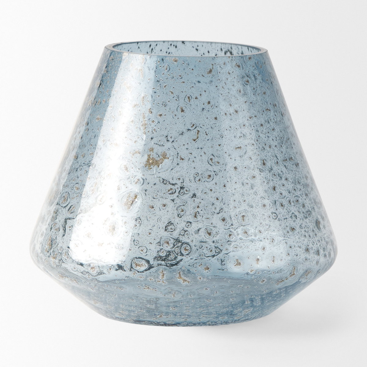 Robyn Short Blue Glass Vase, by Mercana, 7.8" length x 7.8" width x 6.77" height View 4