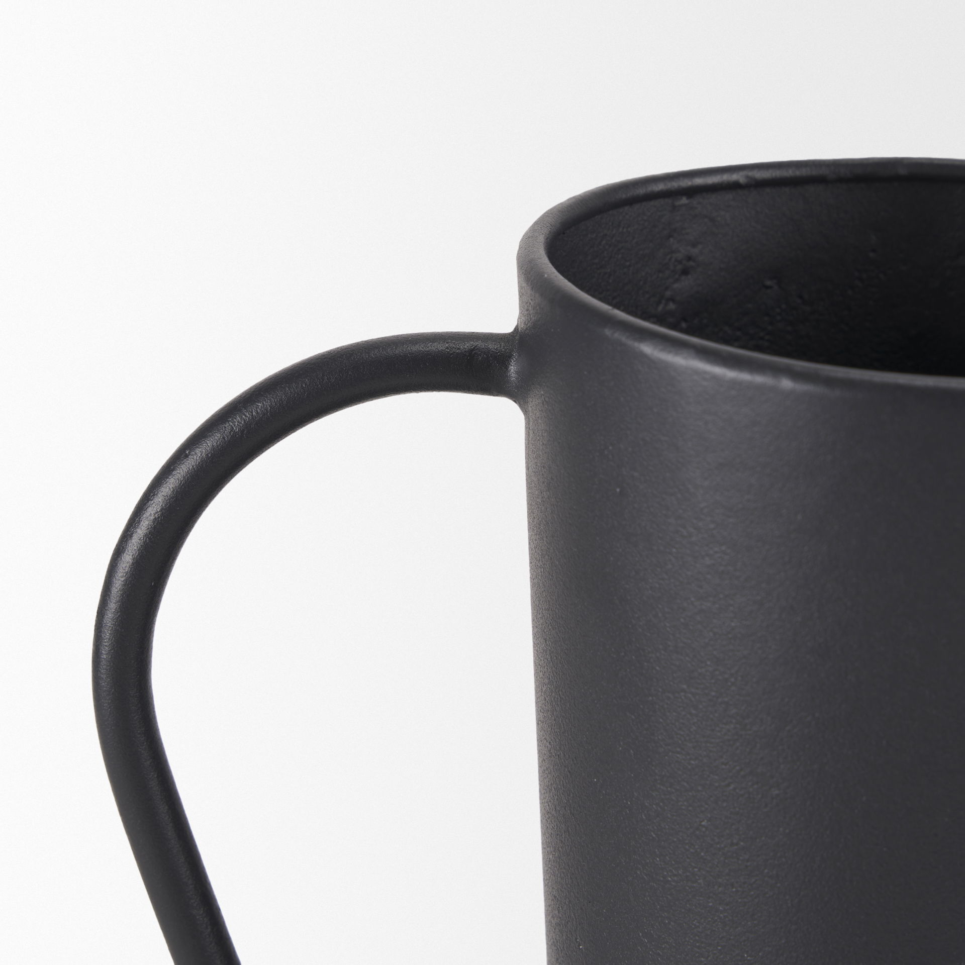 Tasya Large Matte Black with Handles Metal Vase large image 