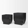 Medina Antiqued Black Metal Planters  (Set of 2), by Mercana, 9.45" length x 9.45" width x 11.02" height thumbnail 5