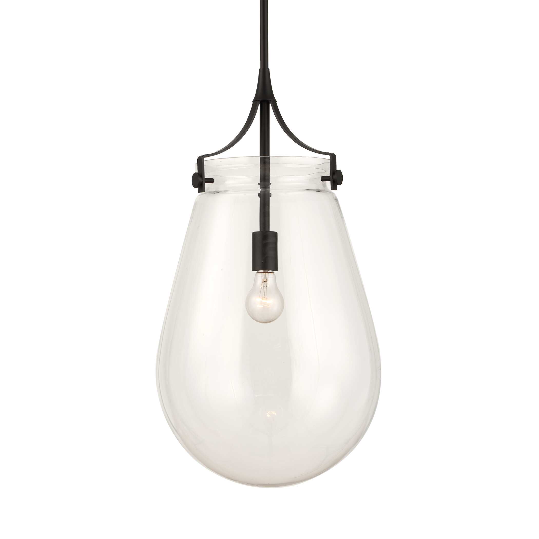 Dewdrop 1 Light Glass Shade Pendant, Ceiling Light by Uttermost, 25" height x 13.5" diameter View 1