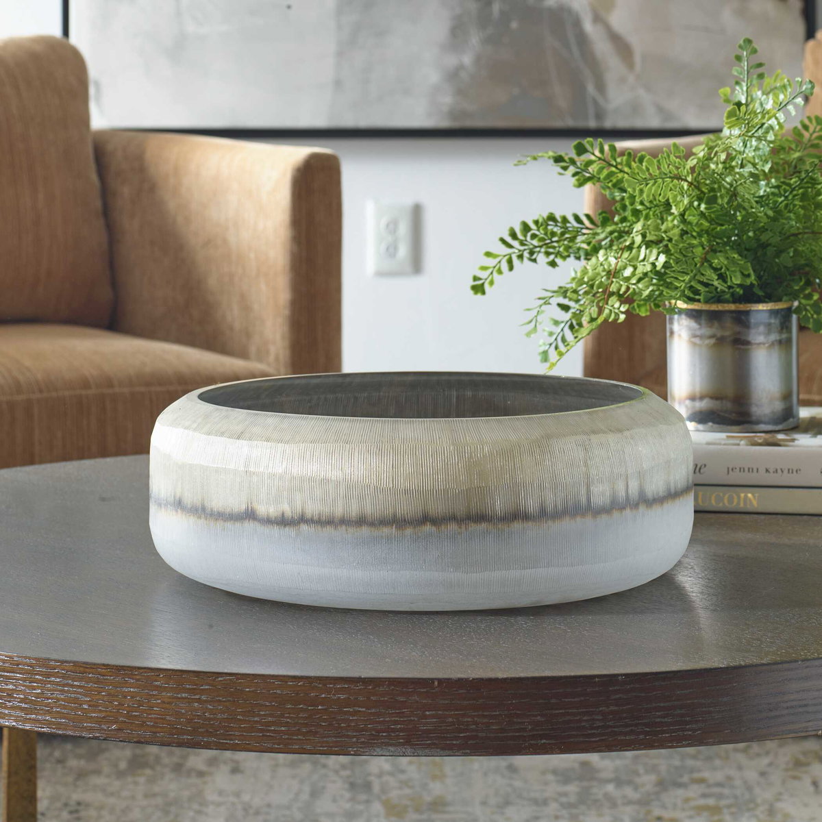Ombra Modern Bowl, Decorative by Uttermost, 14.5" width x 4.9" height x 14.5" depth View 3
