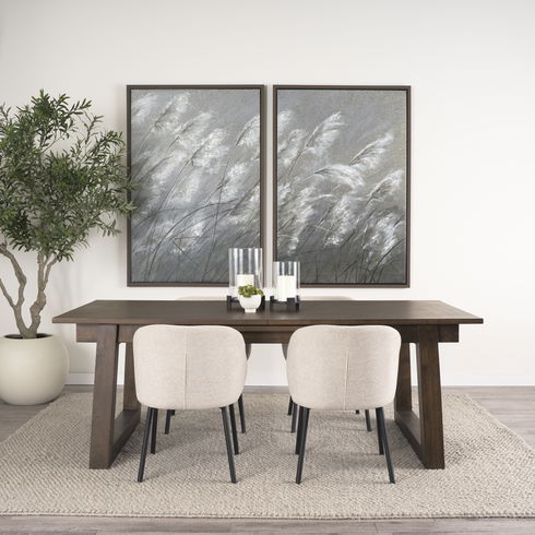 Takota Dark Brown Rectangular Oak Wood with Birch Wood Legs Extendable Dining Table
