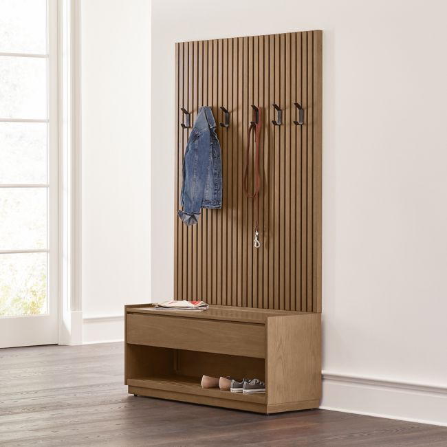 Online Designer Hallway/Entry Batten Storage Bench and Panel Set