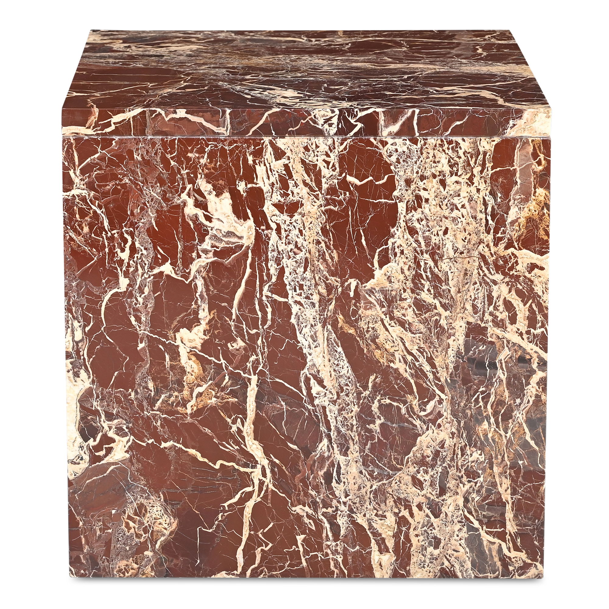 Rosa Accent Table Rosso Levanto Marble, Side & End Table by Moe's Home, 20" width x 20" height x 20" depth View 3