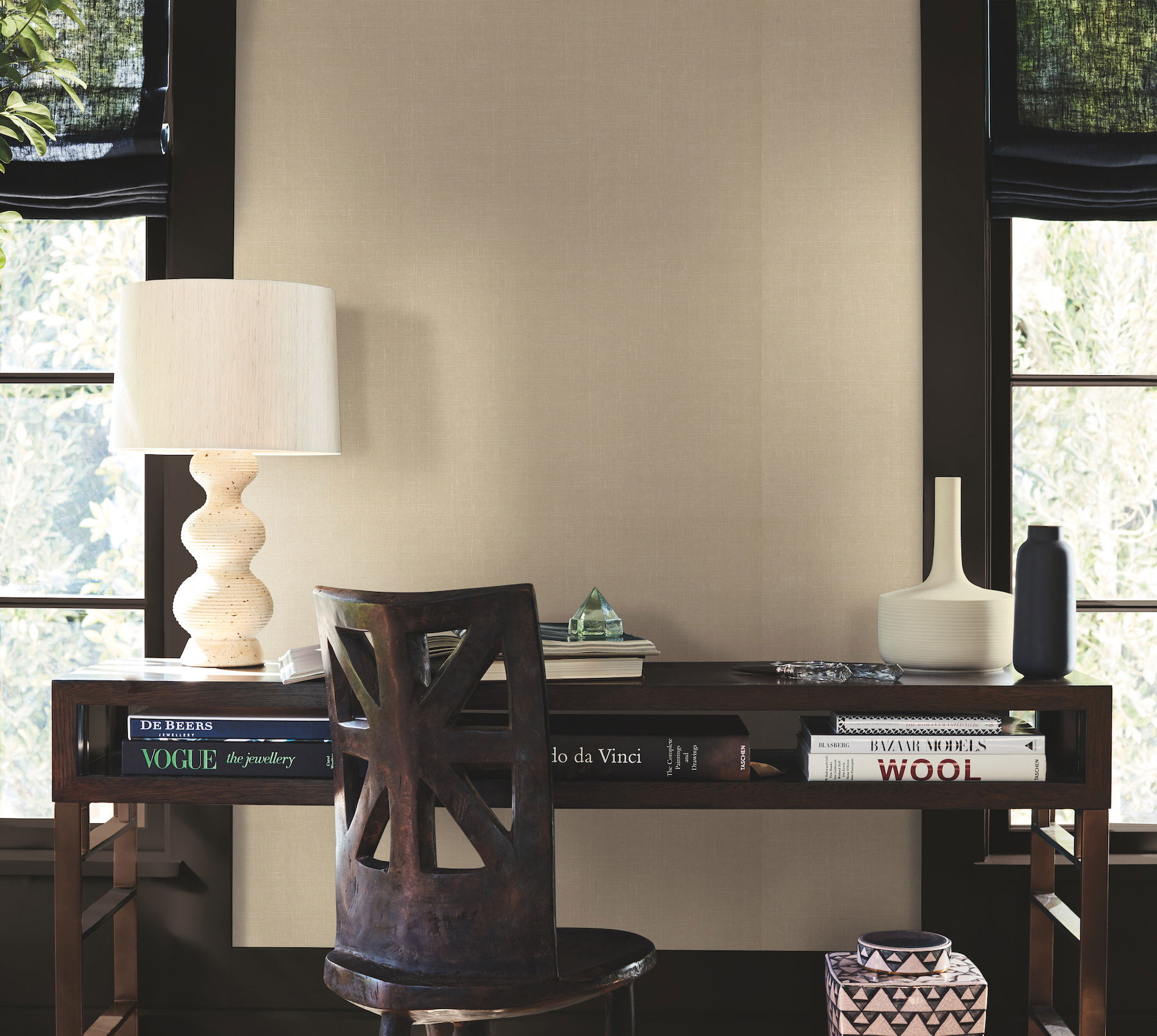 Woven Linen Linen Wallpaper large image 