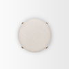 Gwynn Beige Fabric with Light Brown Wood Pouf thumbnail 4