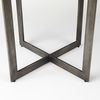 Faye I 48L x 48W x 30H Medium Brown Wood with Antique Nickel Metal Base Round Dining Table thumbnail 6