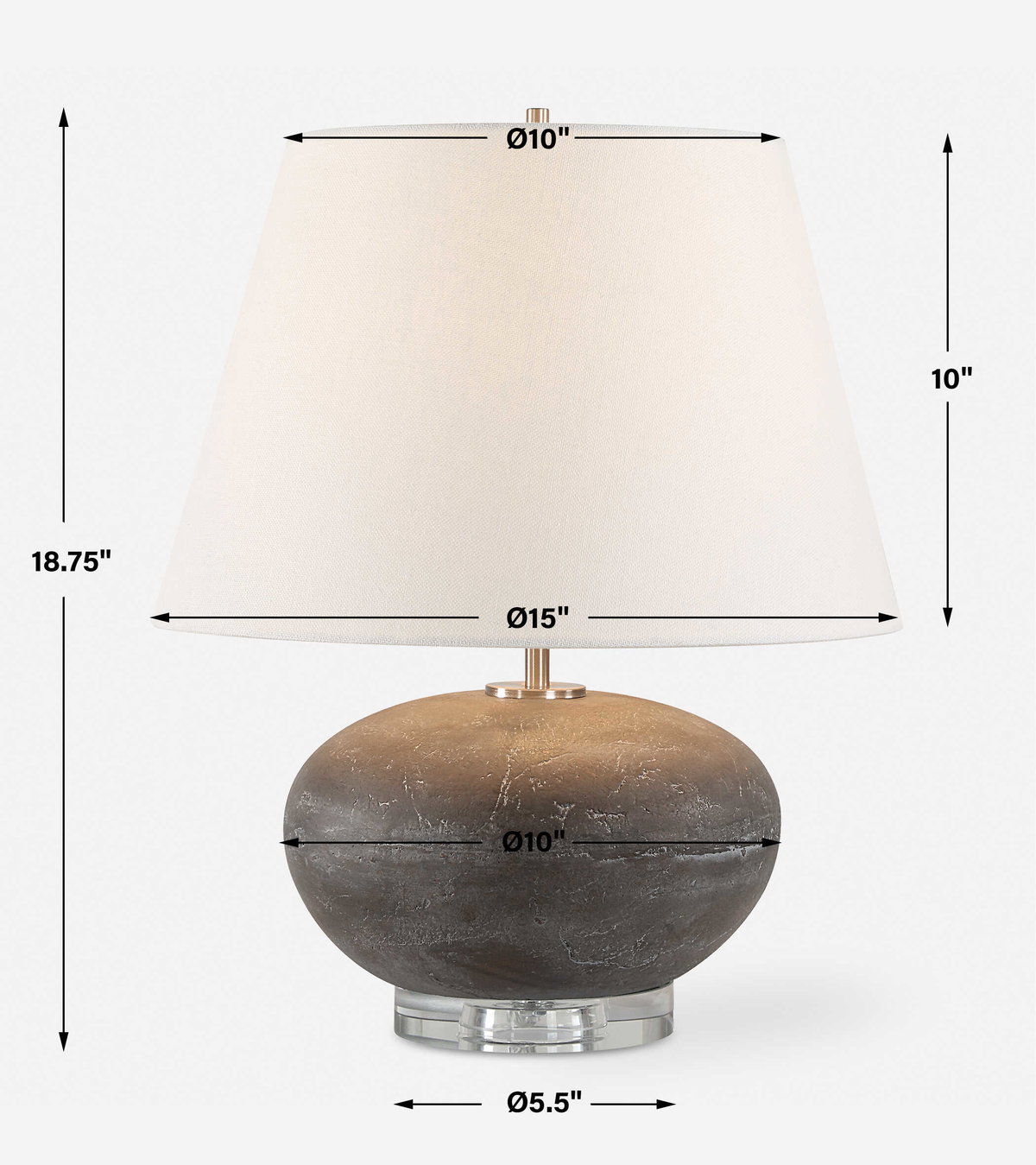 Beckley Gray Stone Table Lamp, by Uttermost, 1'3" width x 1'6.75" height x 1'3" depth View 3