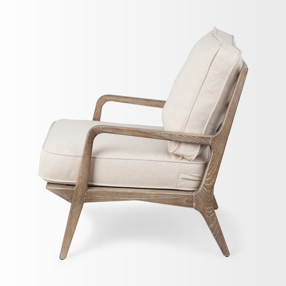 Harman II Off-White Fabric Seat with Wood Frame Accent Chair, by Mercana, 31.1" length x 24.5" width x 30.12" height View 6