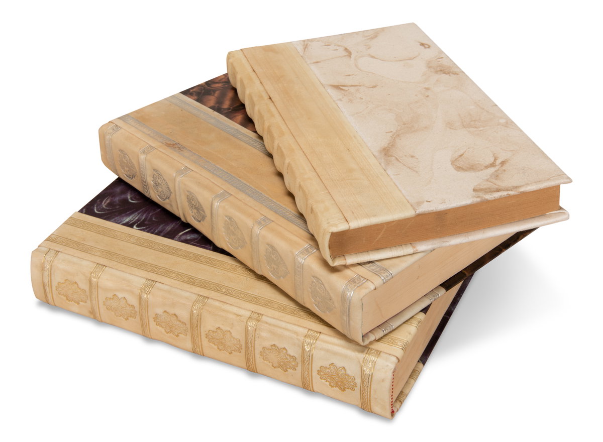 White Leather & Paper Books S/24, by Sarreid, 8" length x 2'6" width x 10" height View 5