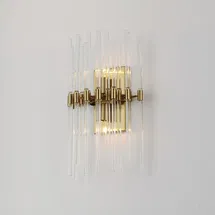 Online Designer Bedroom Rhonda 2 Light Glass Steel Dimmable Flush Mounted Sconce