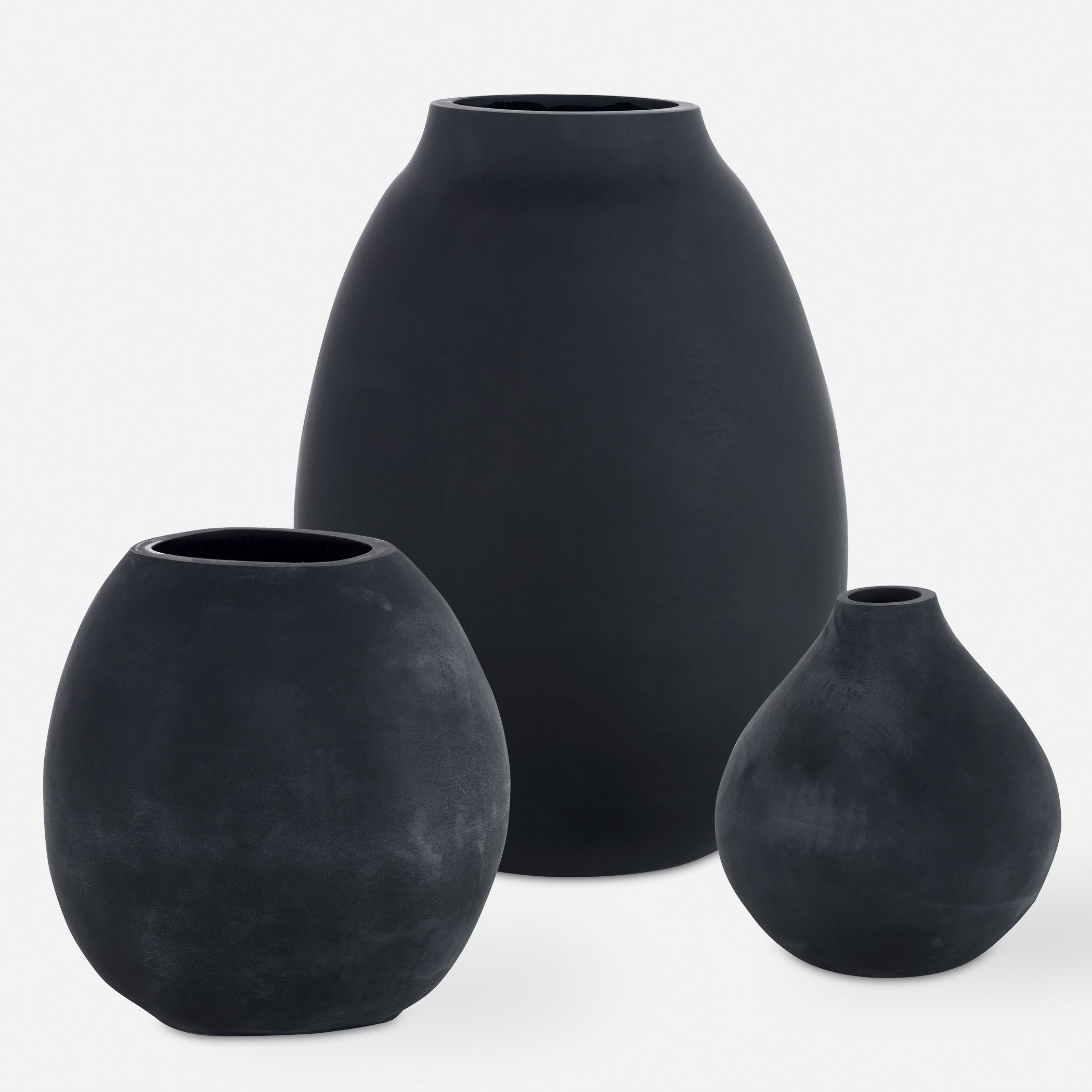 Hearth Matte Black Vases, Set/3 large image 