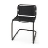Berbick Open Back Dining Side Chair | Black Leather with Iron, Dining Chair by Mercana, 20.5" length x 24" width x 33" height thumbnail 1