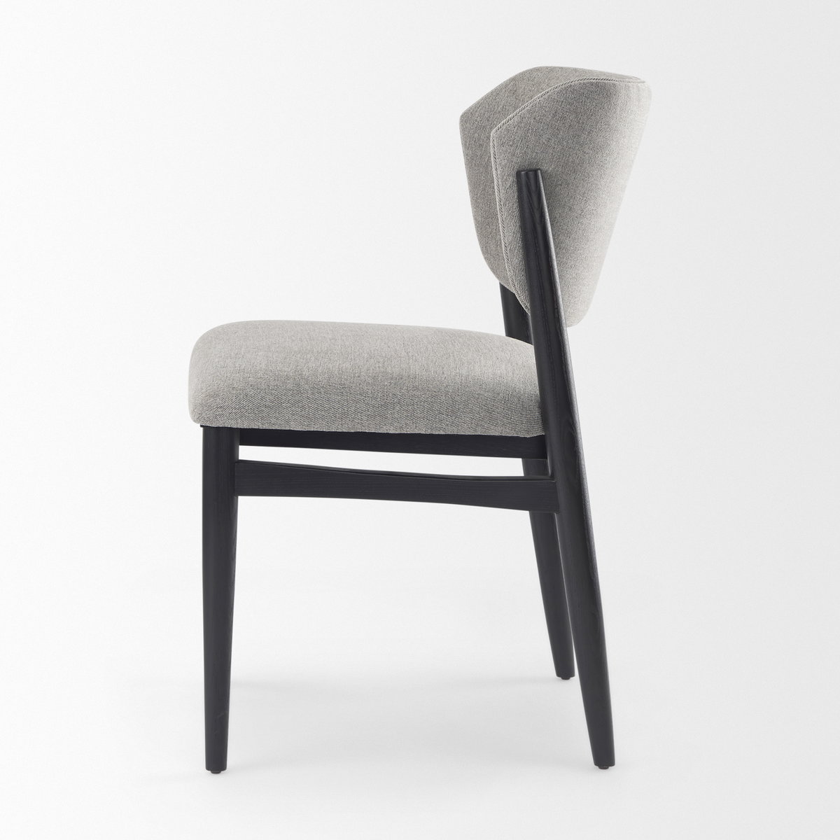 Cline Curved Back Dining Side Chair | Gray Fabric with Black Wood, Dining Chair by Mercana, 20.87" length x 23.03" width x 31.89" height View 8