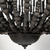 Liam I 32x30 Black Wooden Bead Bowl-Style Four Bulb Chandelier, by Mercana, 32.28" length x 32.28" width x 30" height thumbnail 11
