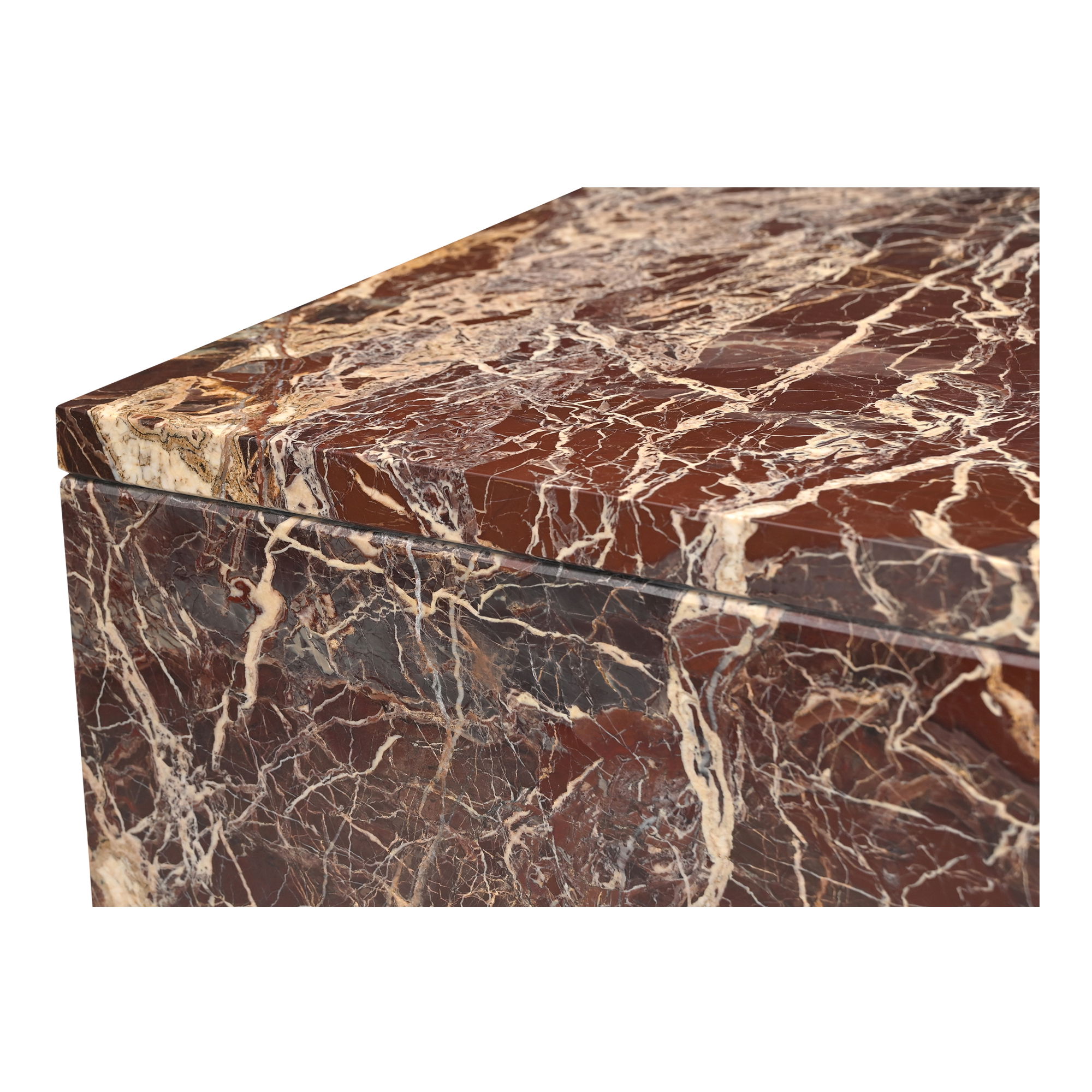 Rosa Coffee Table Rosso Levanto Marble, by Moe's Home, 40" width x 16" height x 30" depth View 5