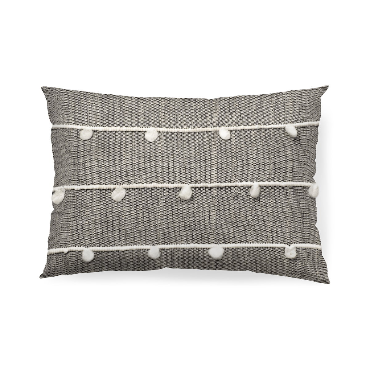 Linda 13x21 Navy And Cream With White Detail Decorative Pillow Cover, by Mercana, 13" length x 21" width x 0.2" height View 1