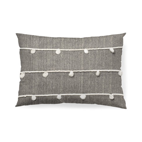 Linda 13x21 Navy And Cream With White Detail Decorative Pillow Cover