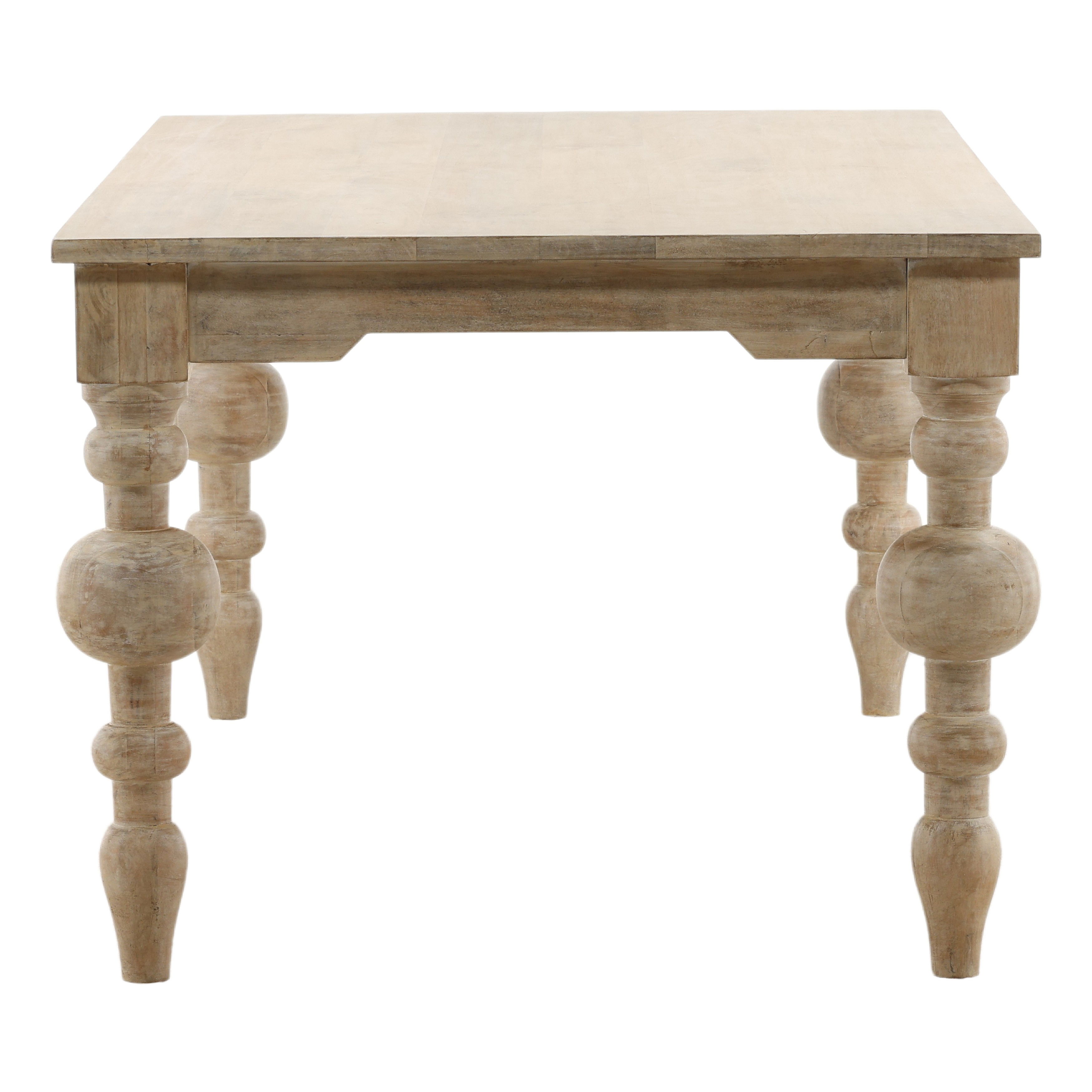 Annette Dining Table Whitewash, by Dovetail, 87" width x 30" height x 39" depth View 3
