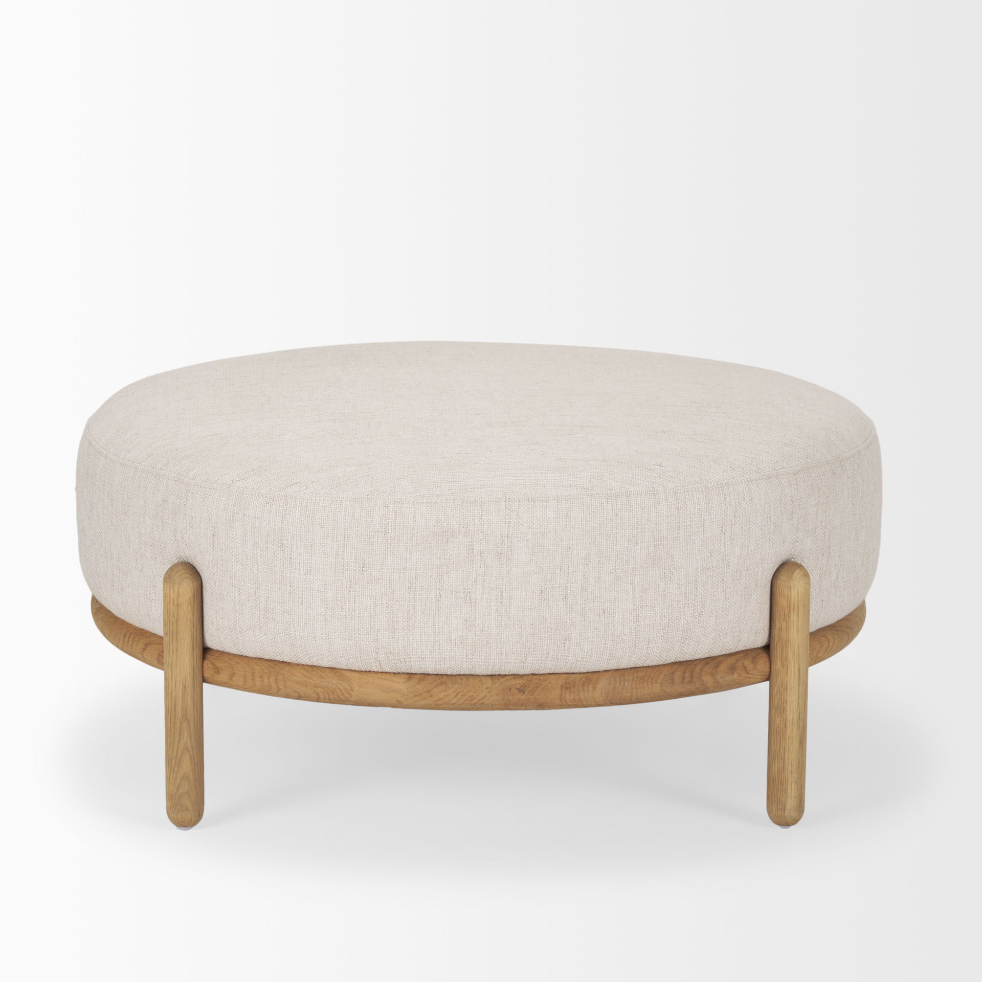 Gwynn Beige Fabric with Light Brown Wood Ottoman large image 