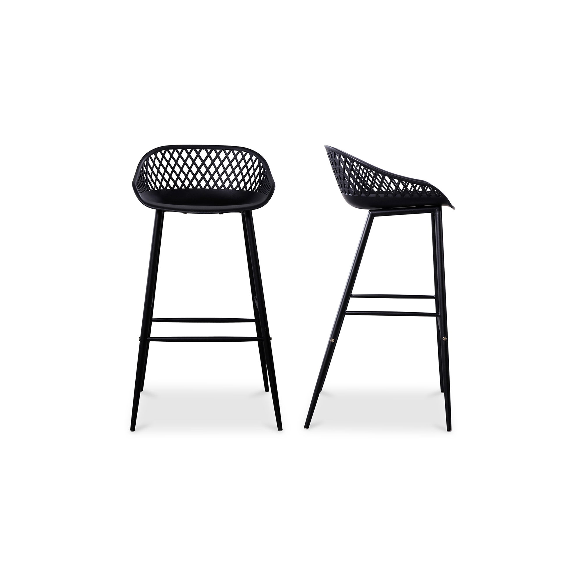Piazza Outdoor Barstool Black - Set Of Two, Outdoor Chair by Moe's Home, 1'7.29" width x 3'1.2" height x 1'7.68" depth View 1