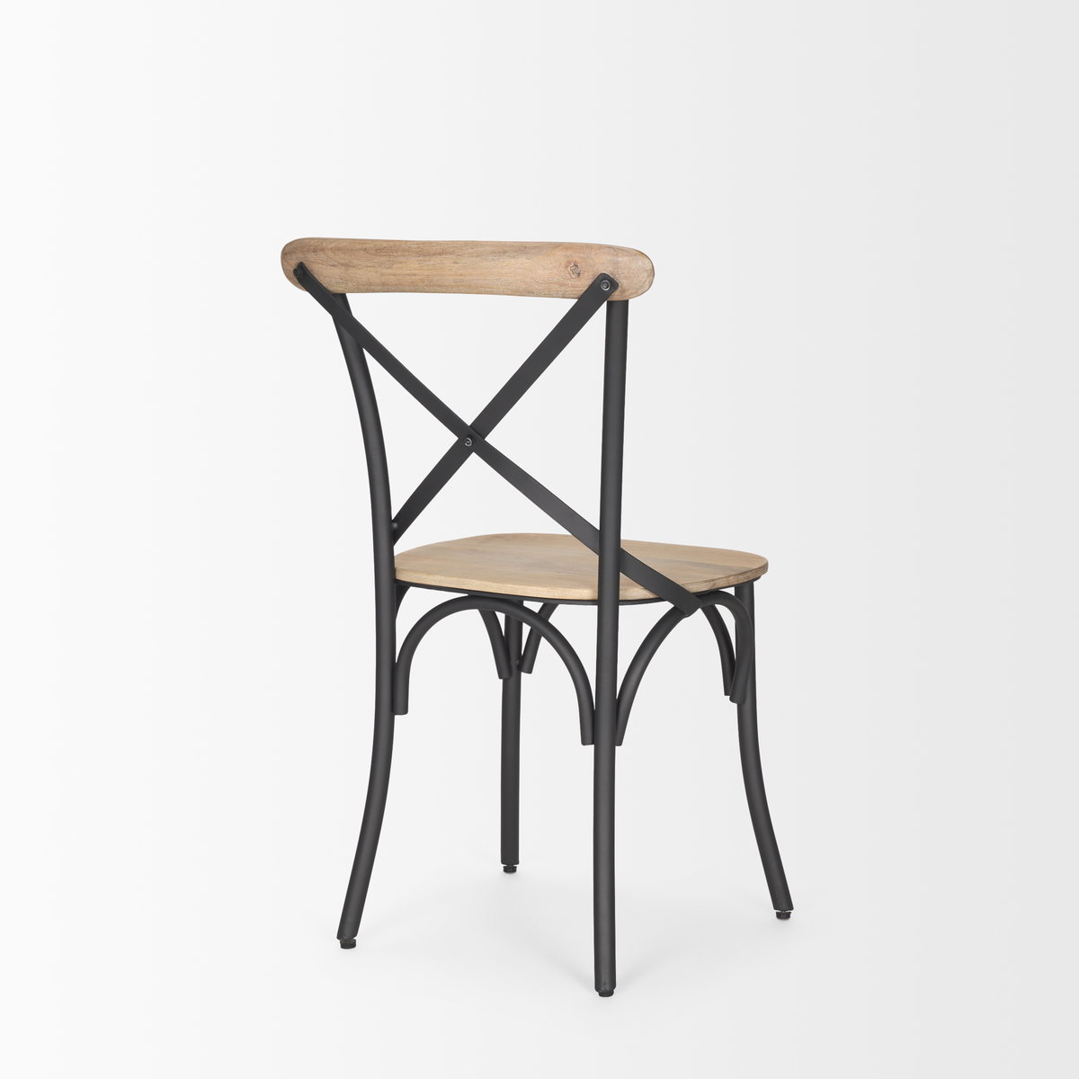 Etienne Cross Back Dining Side Chair | Light Brown Wood with Iron, Dining Chair by Mercana, 20.5" length x 19.5" width x 35.5" height View 7