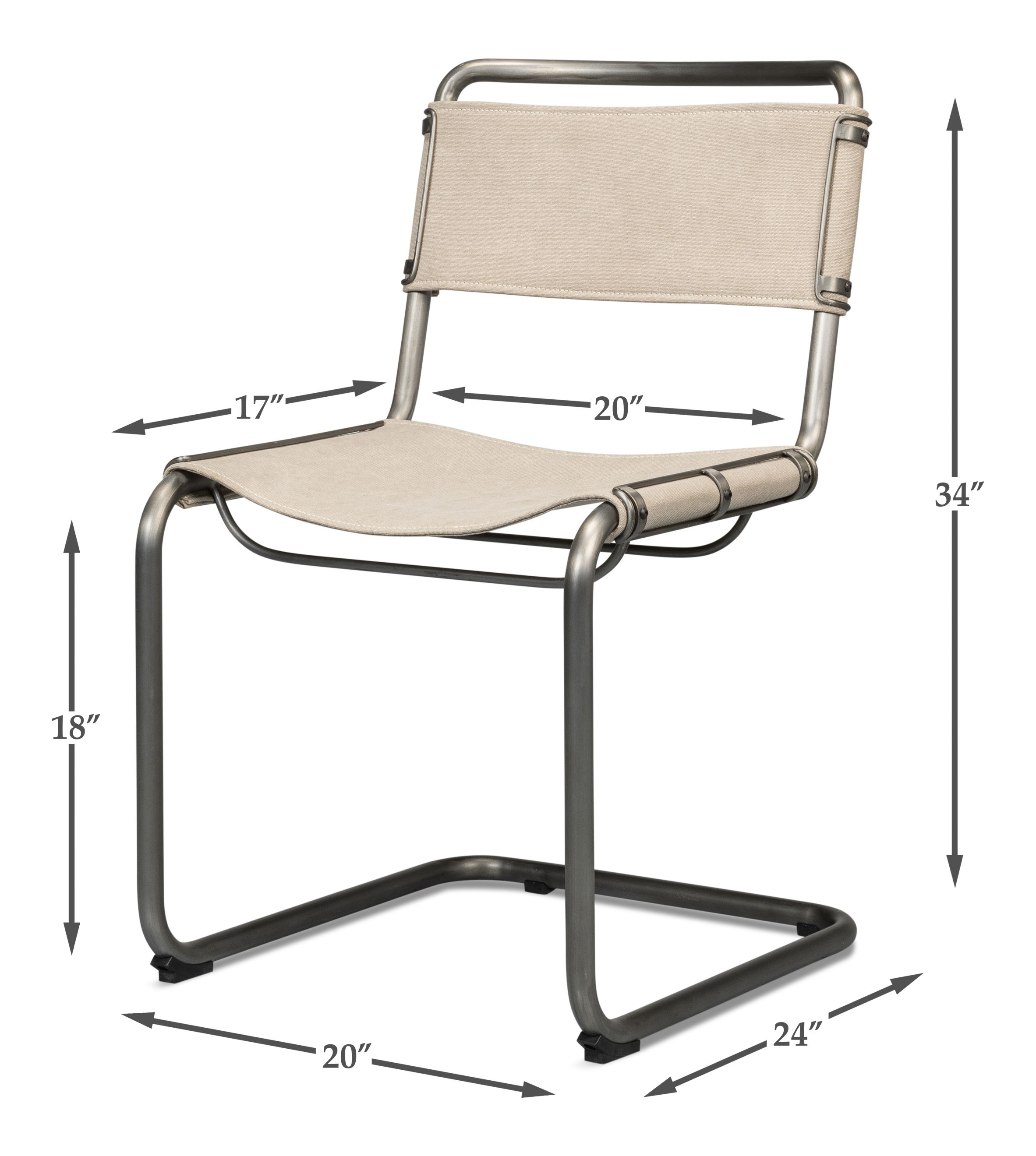 Patton Canvas Field Chair, Dining Chair by Sarreid, 20" length x 24" width x 34" height View 13