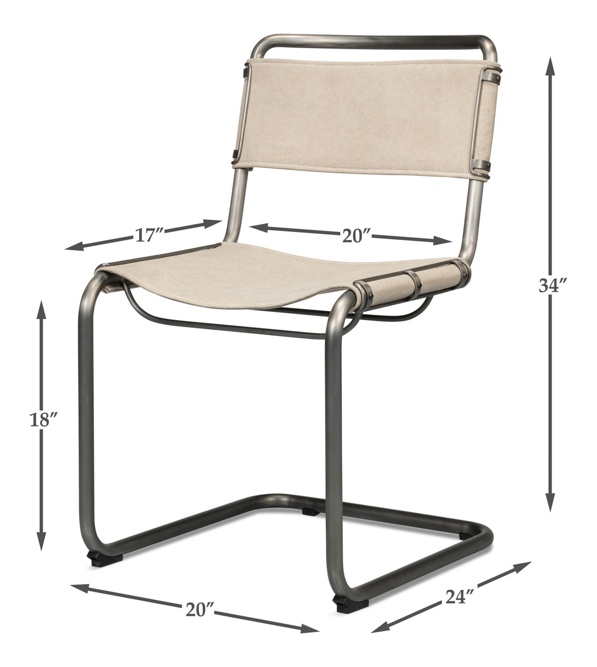 Patton Canvas Field Chair, by Sarreid, 2' length x 1'8" width x 2'10" height View 13