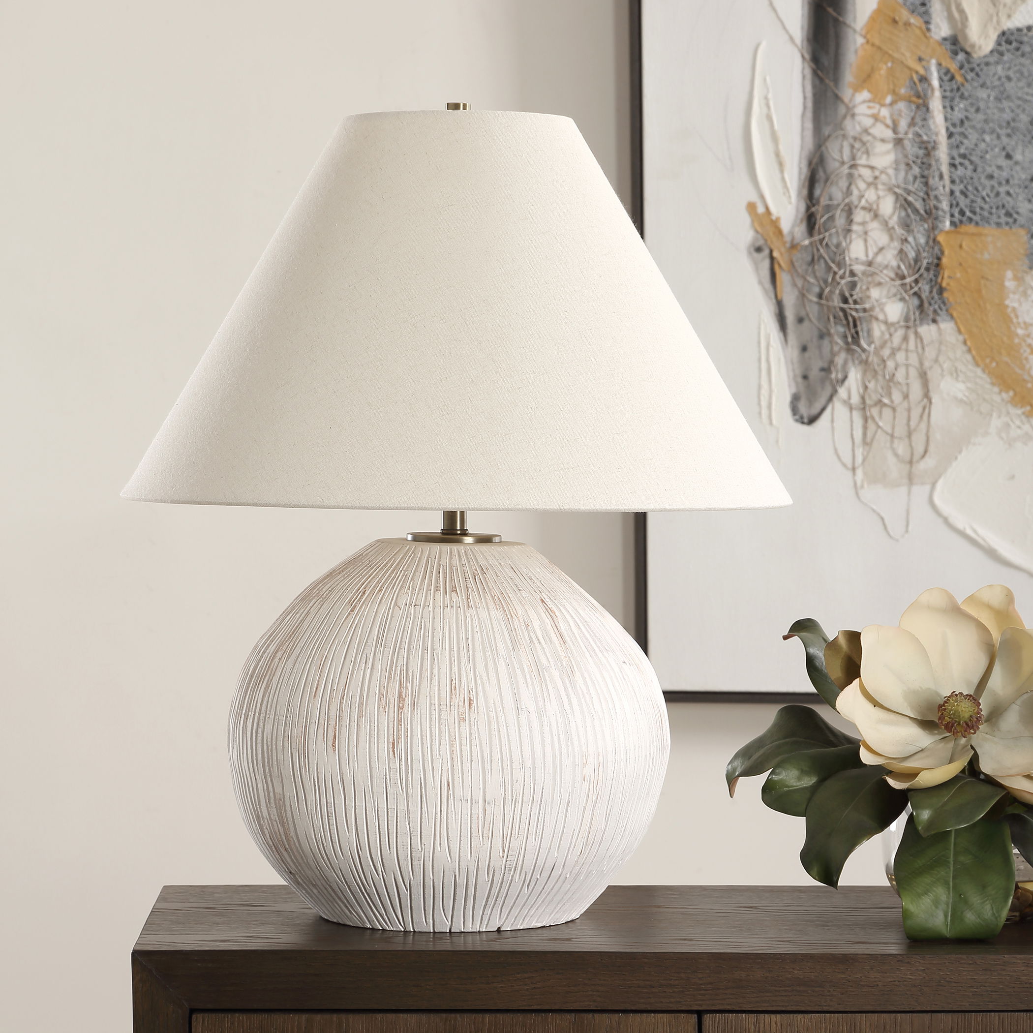 Meryl Aged White Table Lamp large image 