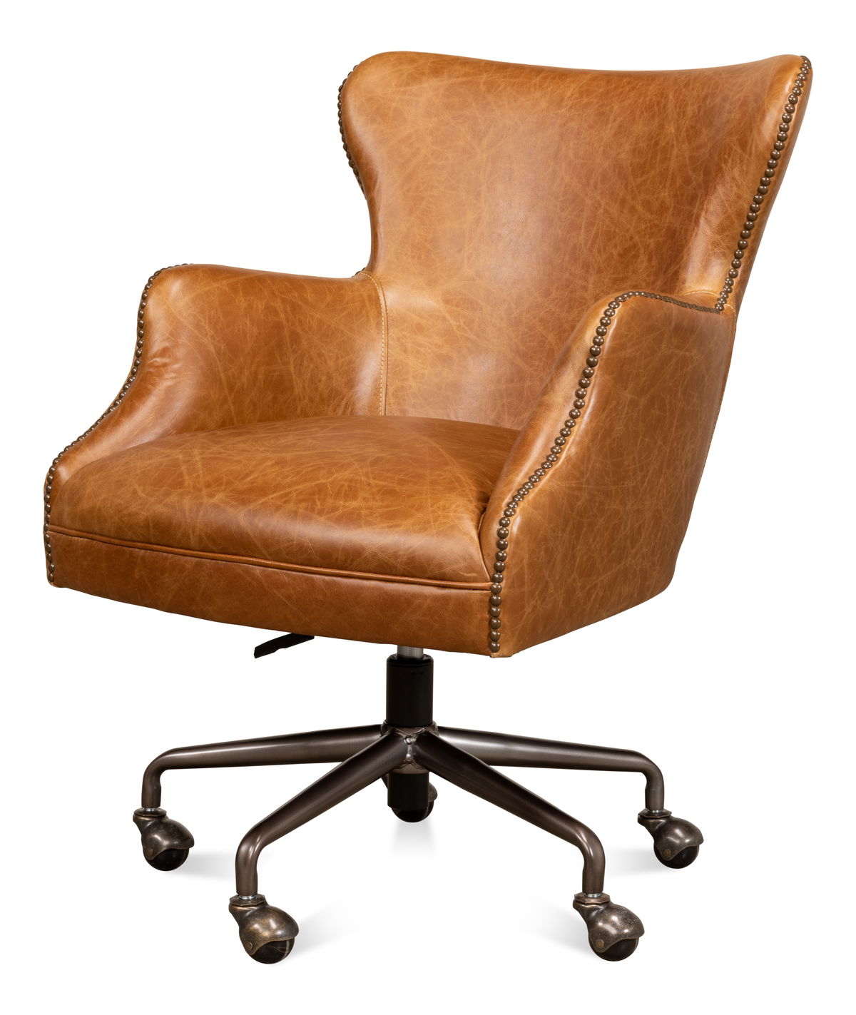 Andrew Jackson Desk Chair  Cuba Brown, by Sarreid, 2'5" length x 2'1" width x 2'11" height View 1