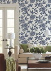 Wood Cut Jacobean Navy Wallpaper thumbnail 1
