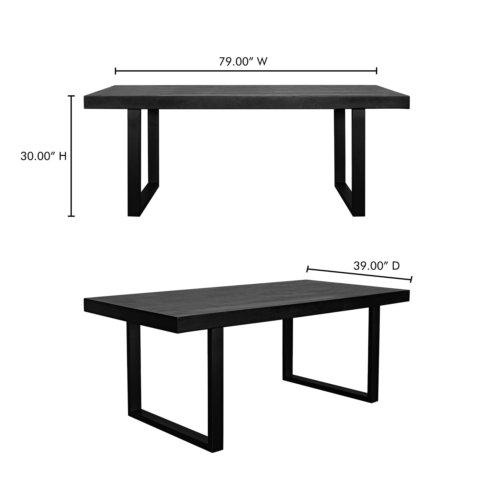 Jedrik Large Outdoor Dining Table Black, Outdoor Table by Moe's Home, 6'7" width x 2'6" height x 3'3" depth View 7