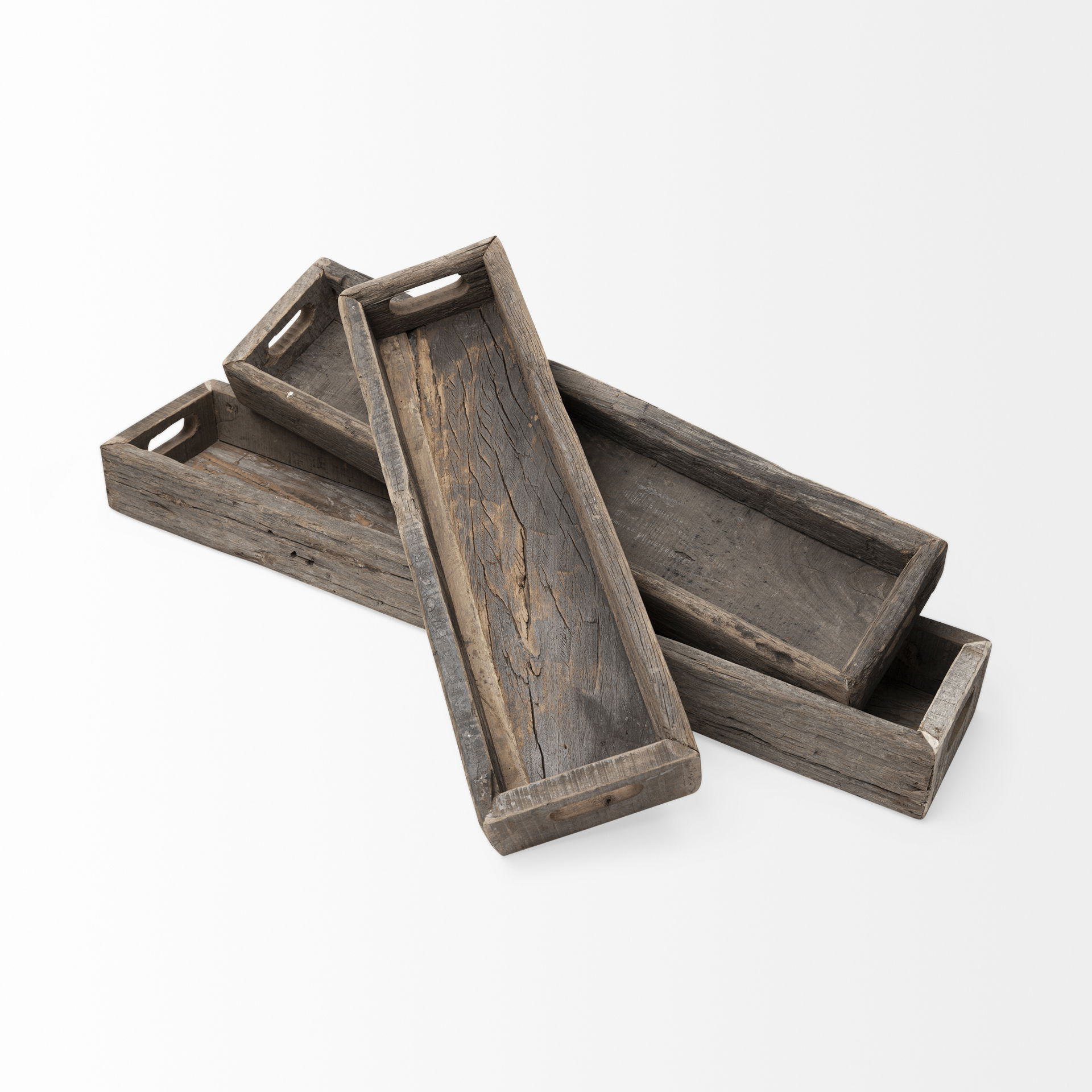Vernon (Small) 24L x 7W Brown Reclaimed Wood Tray, Decorative Tray by Mercana, 24" length x 7" width x 3" height View 8