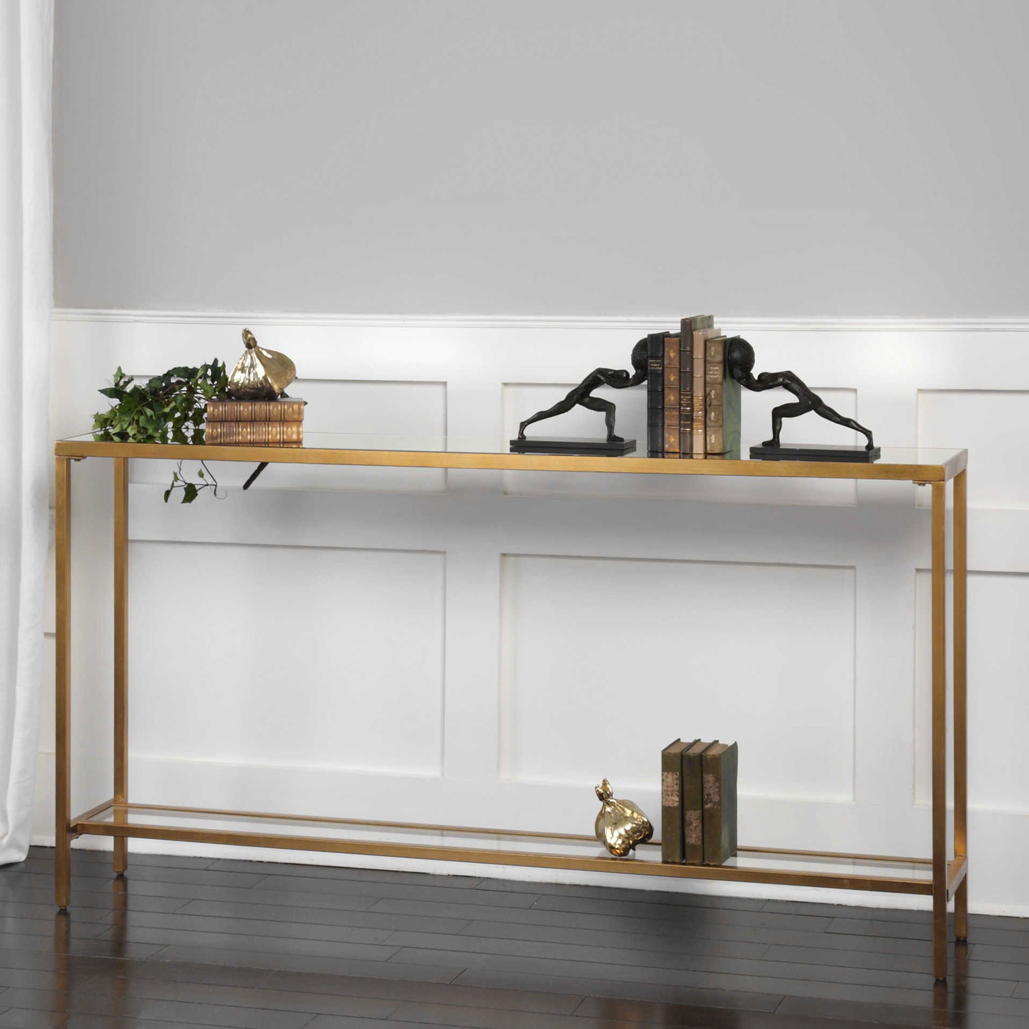 Hayley Gold Console Table, Furniture by Uttermost, 60" width x 31" height x 10" depth View 5