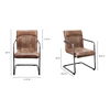 Ansel Arm Chair Grazed Brown Leather - Set Of Two, Dining Chair by Moe's Home, 21.75" width x 33" height x 24" depth thumbnail 7