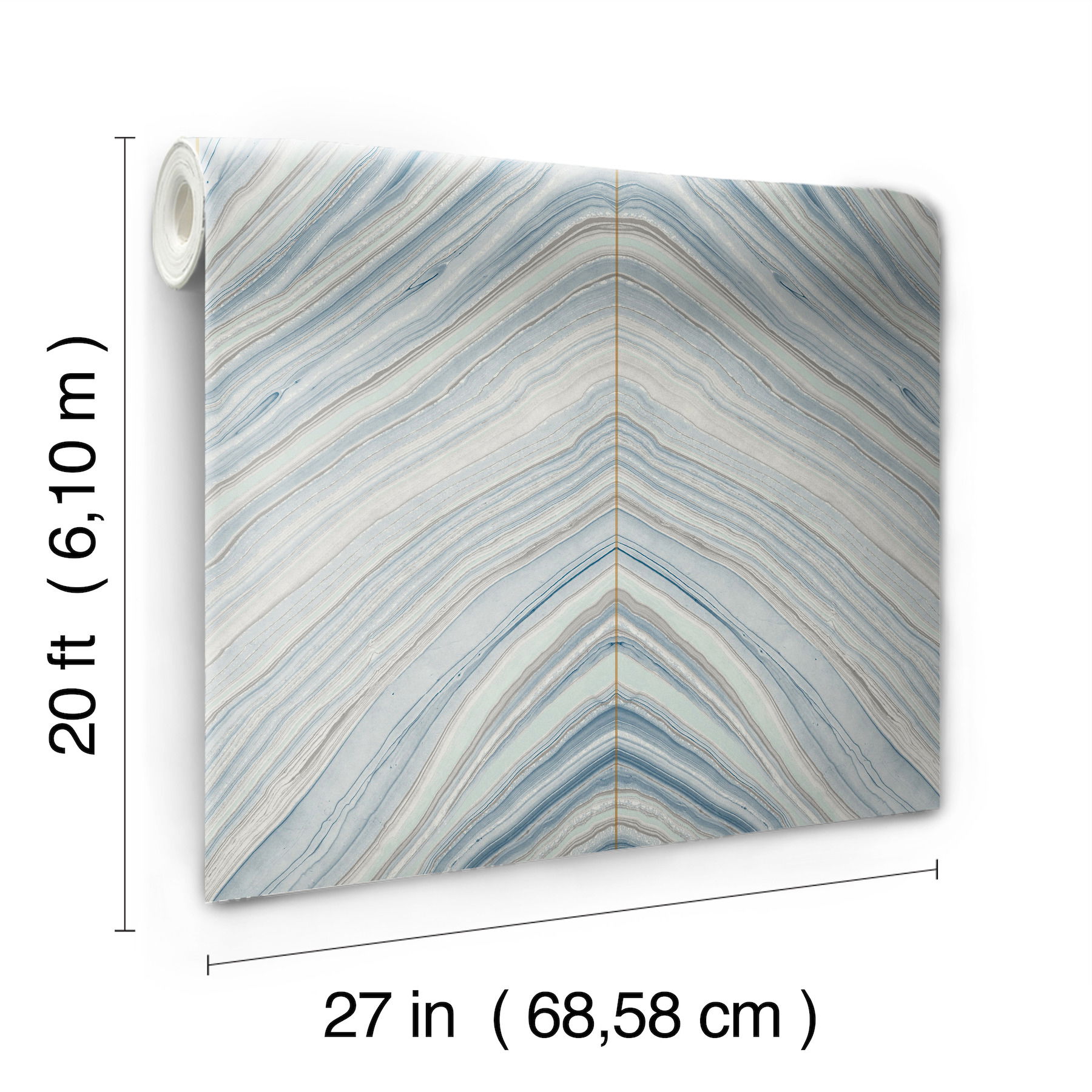 Onyx Strata Mist Blue Peel & Stick Wallpaper large image 