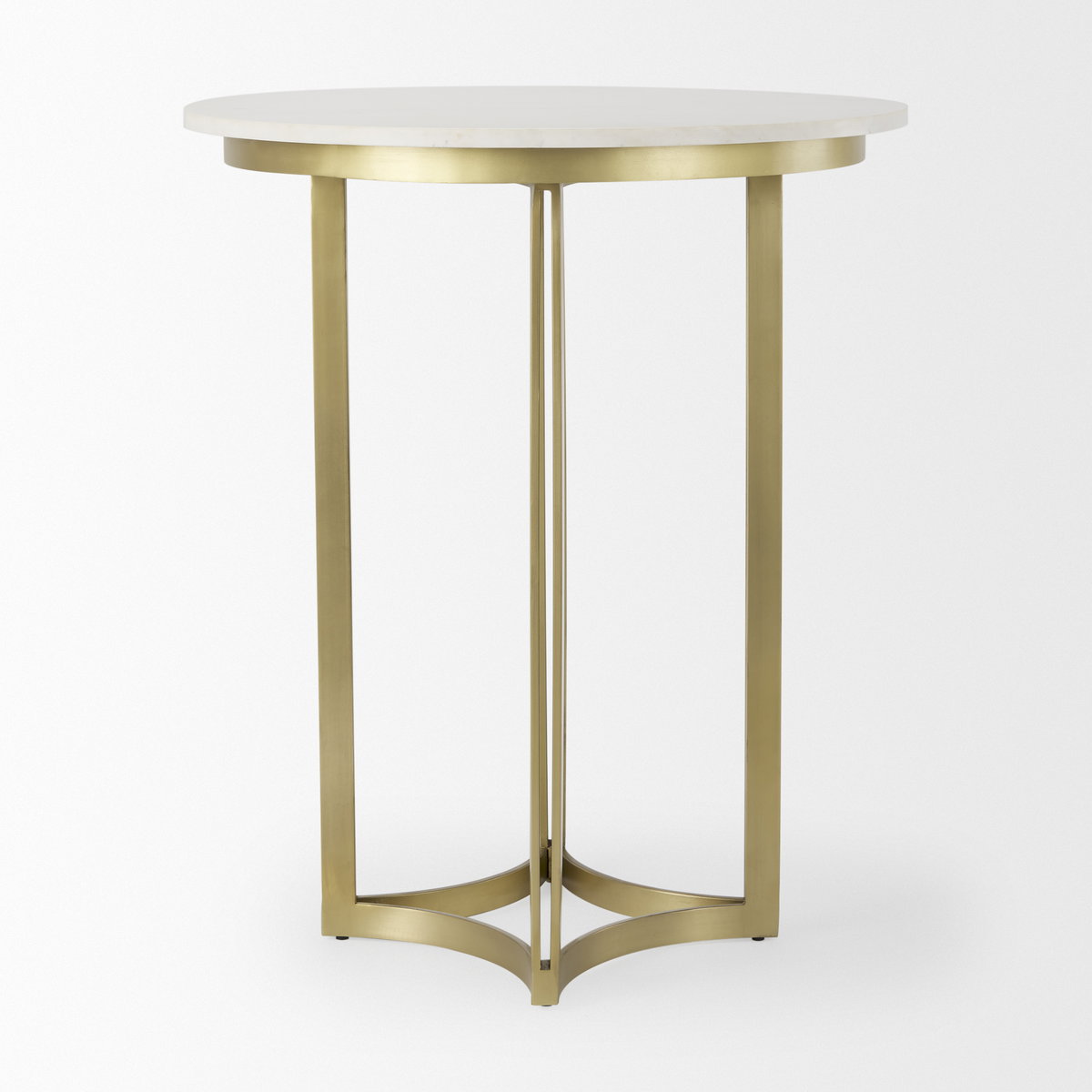 Tanner 32'L x 32'W Pedestal Dining Table | White Marble & Matte Gold | Seats 2, by Mercana, 32" length x 32" width x 36" height View 6