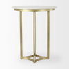 Tanner 32'L x 32'W Pedestal Dining Table | White Marble & Matte Gold | Seats 2, by Mercana, 32" length x 32" width x 36" height thumbnail 6