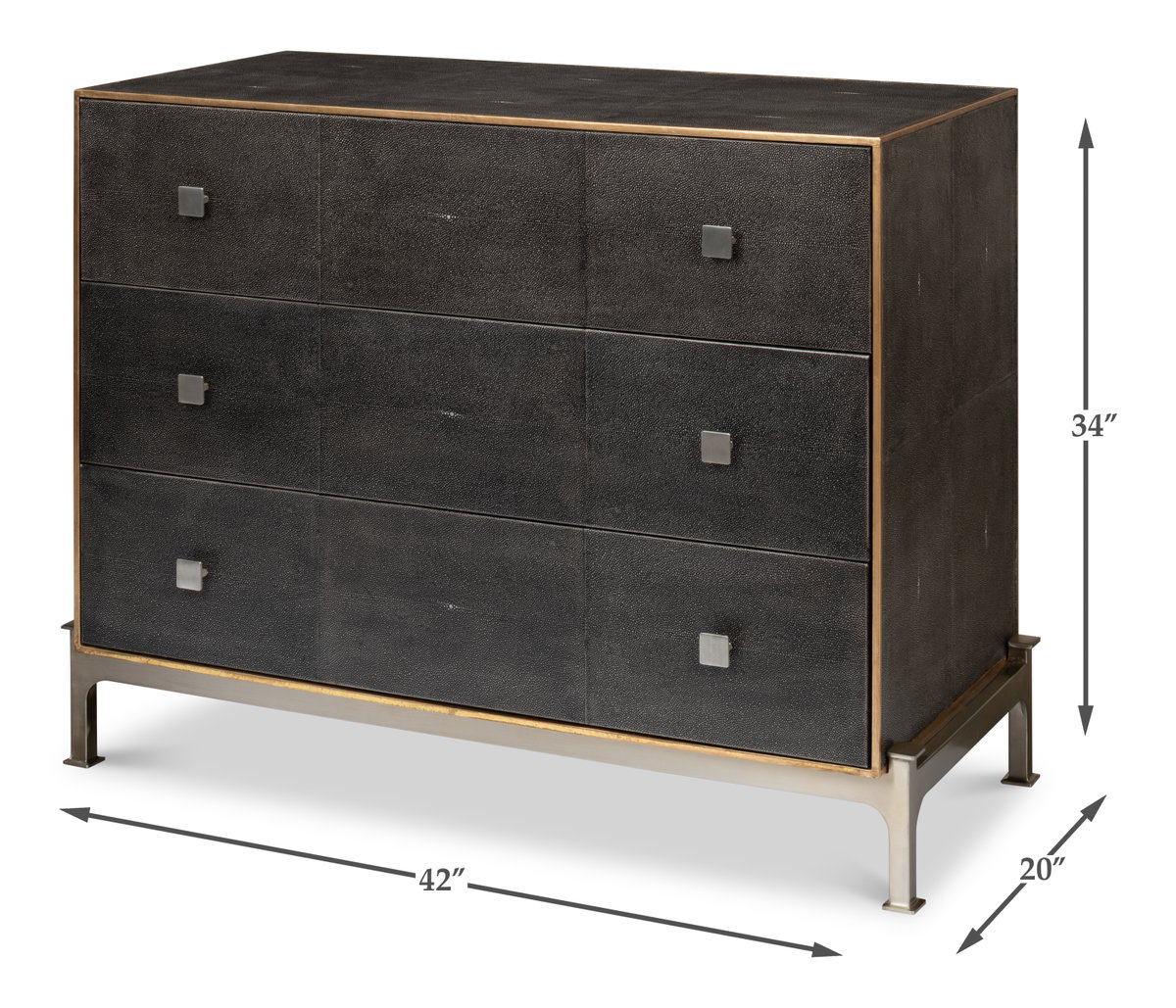 Grey Shagreen Dresser, by Sarreid, 1'8" length x 3'6" width x 2'10" height View 13