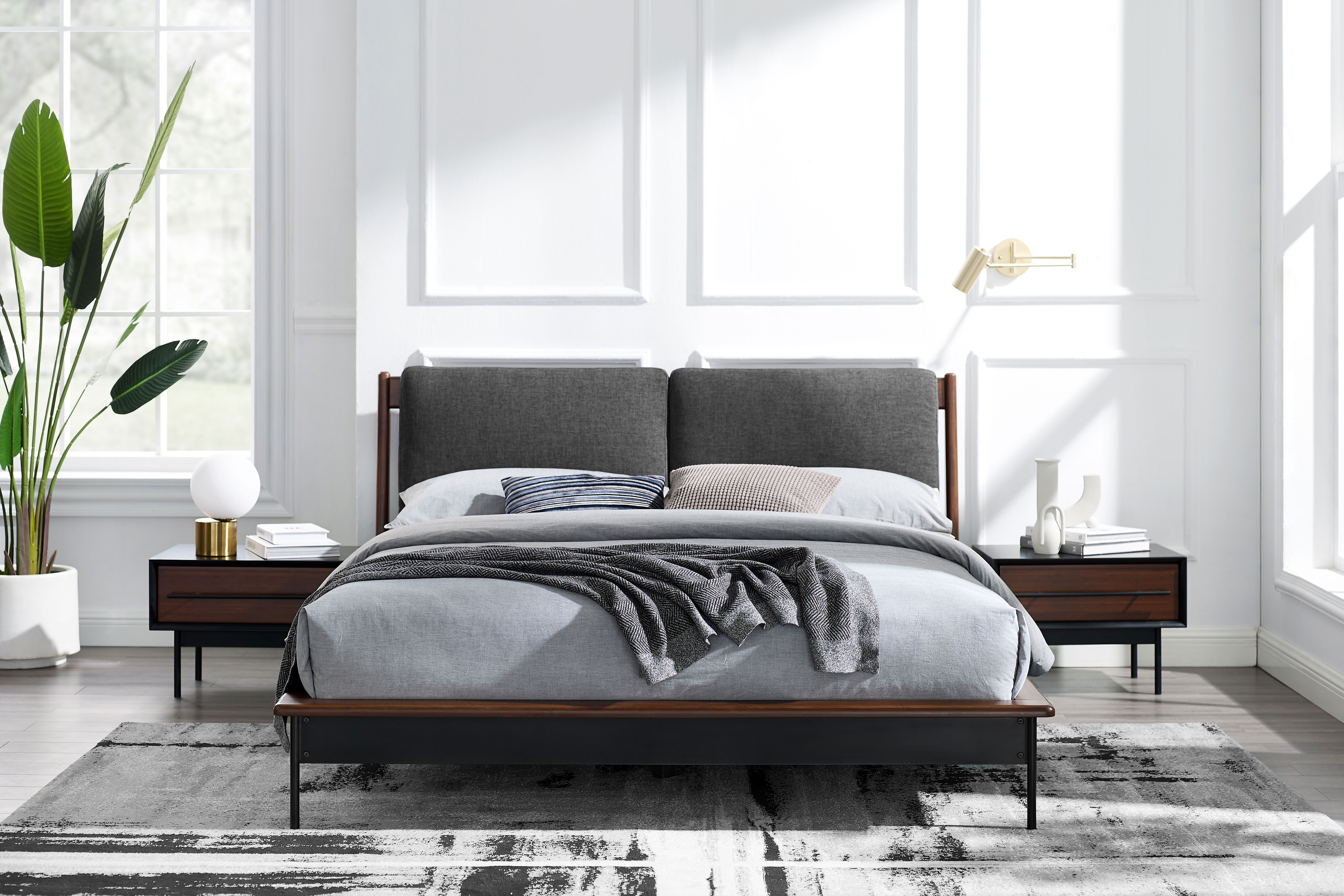 Park Avenue Queen Platform Bed with Fabric, Ruby large image 